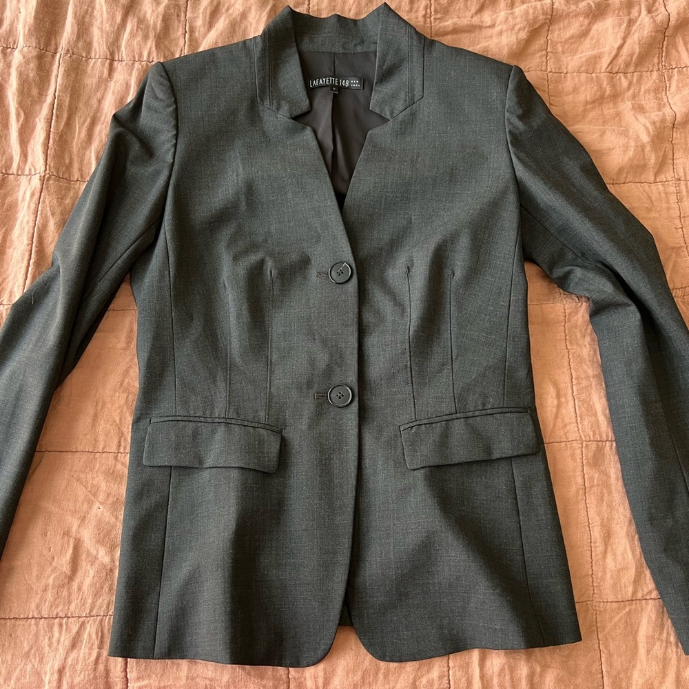 Lafayette 148 wool charcoal gray blazer without lapels size 2